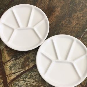 Pair of White Fondue Plates by Varages Made in France